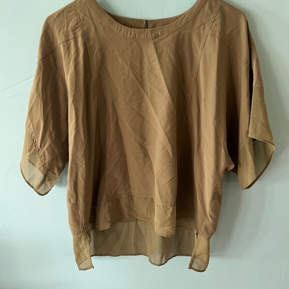 DKNY by Donna Karan Mixed Media Crew Neck Dolman Short Sleeve Top Size  M - Picture 1 of 9
